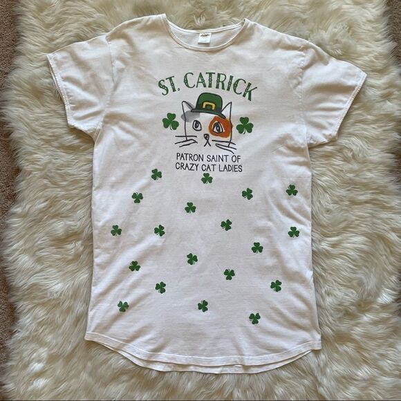 St. Patrick’s Day Crazy Cat Lady St. Catrick Nightgown Dress One Size - Picture 1 of 6